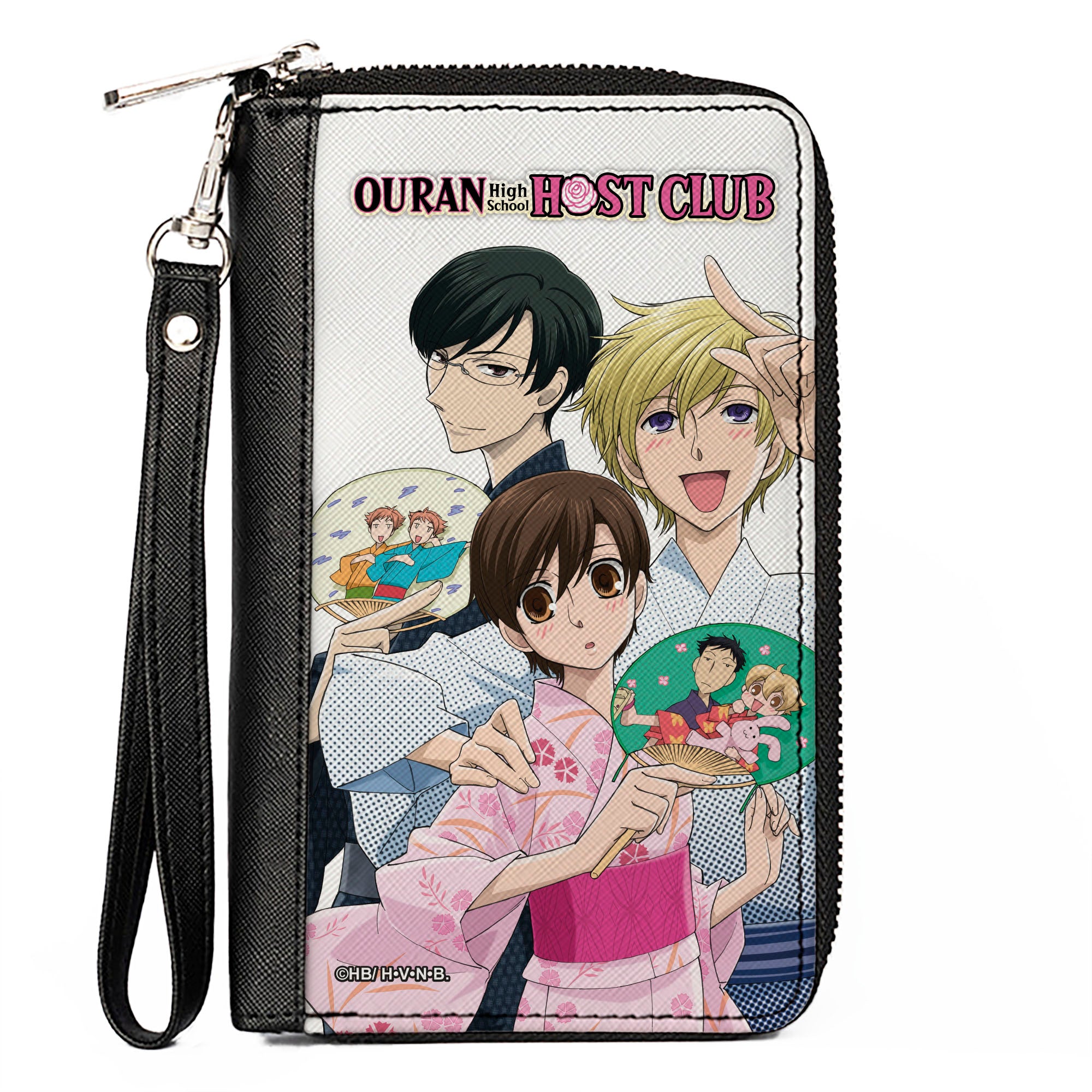 PU Zip Around Wallet Rectangle - OURAN HIGH SCHOOL HOST CLUB Kimono Group Pose White Clutch Zip Around Wallets Ouran High School Host Club