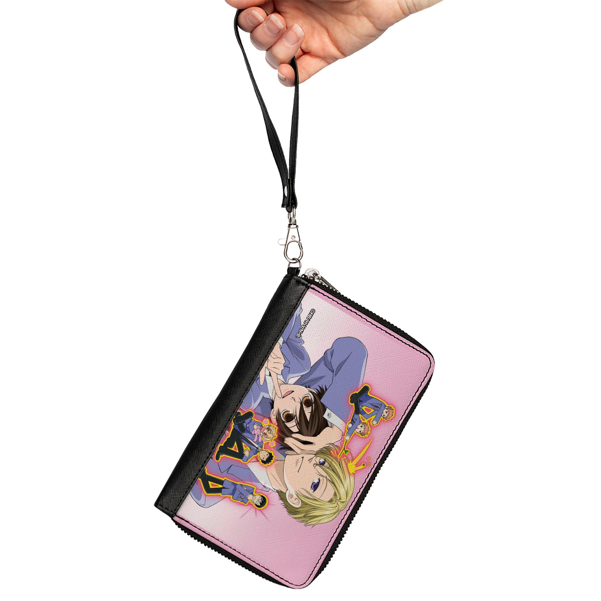 PU Zip Around Wallet Rectangle - Ouran High School Host Club Character Group Pose Pinks Clutch Zip Around Wallets Ouran High School Host Club