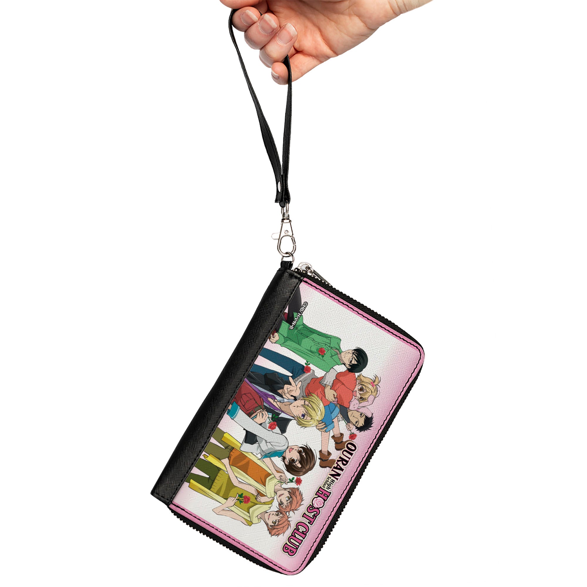 PU Zip Around Wallet Rectangle - Ouran High School Host Club Casual Dress with Roses Group Pose White Clutch Zip Around Wallets Ouran High School Host Club