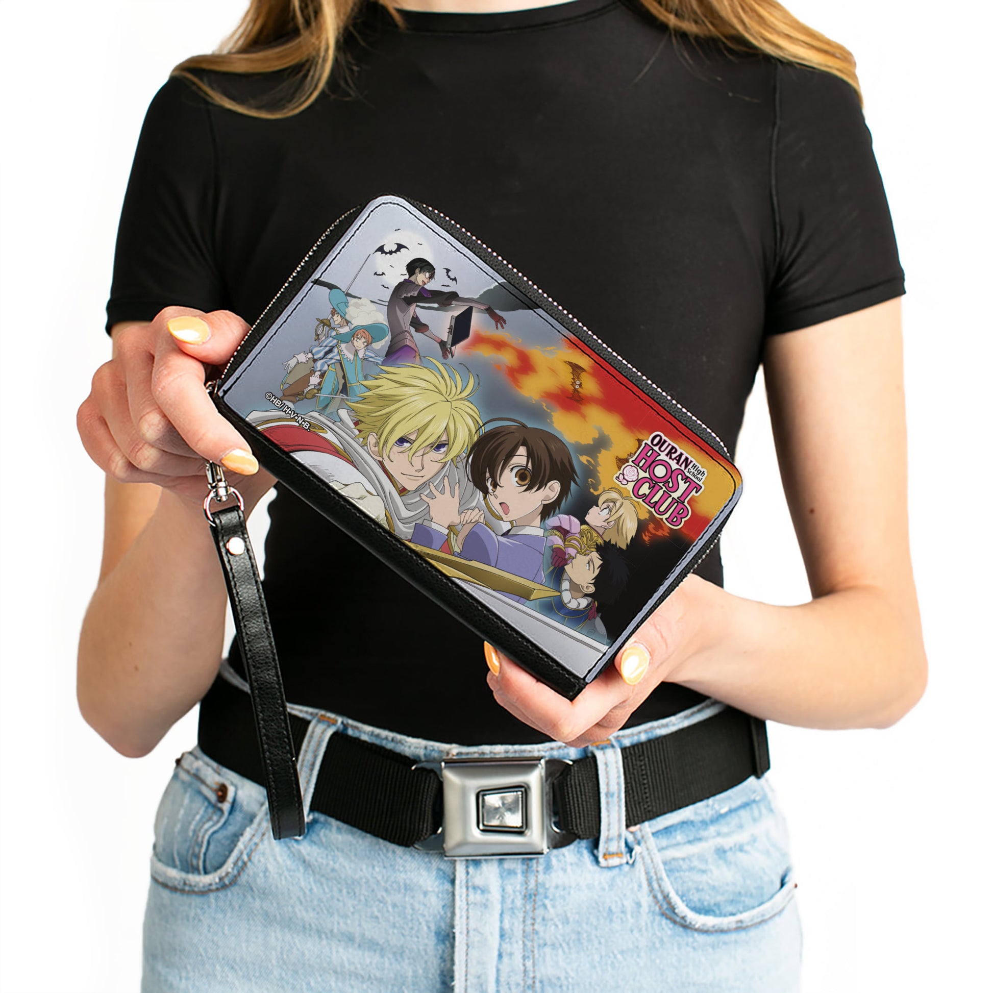 PU Zip Around Wallet Rectangle - OURAN HIGH SCHOOL HOST CLUB Character Scenes Collage and Title Logo Clutch Zip Around Wallets Ouran High School Host Club