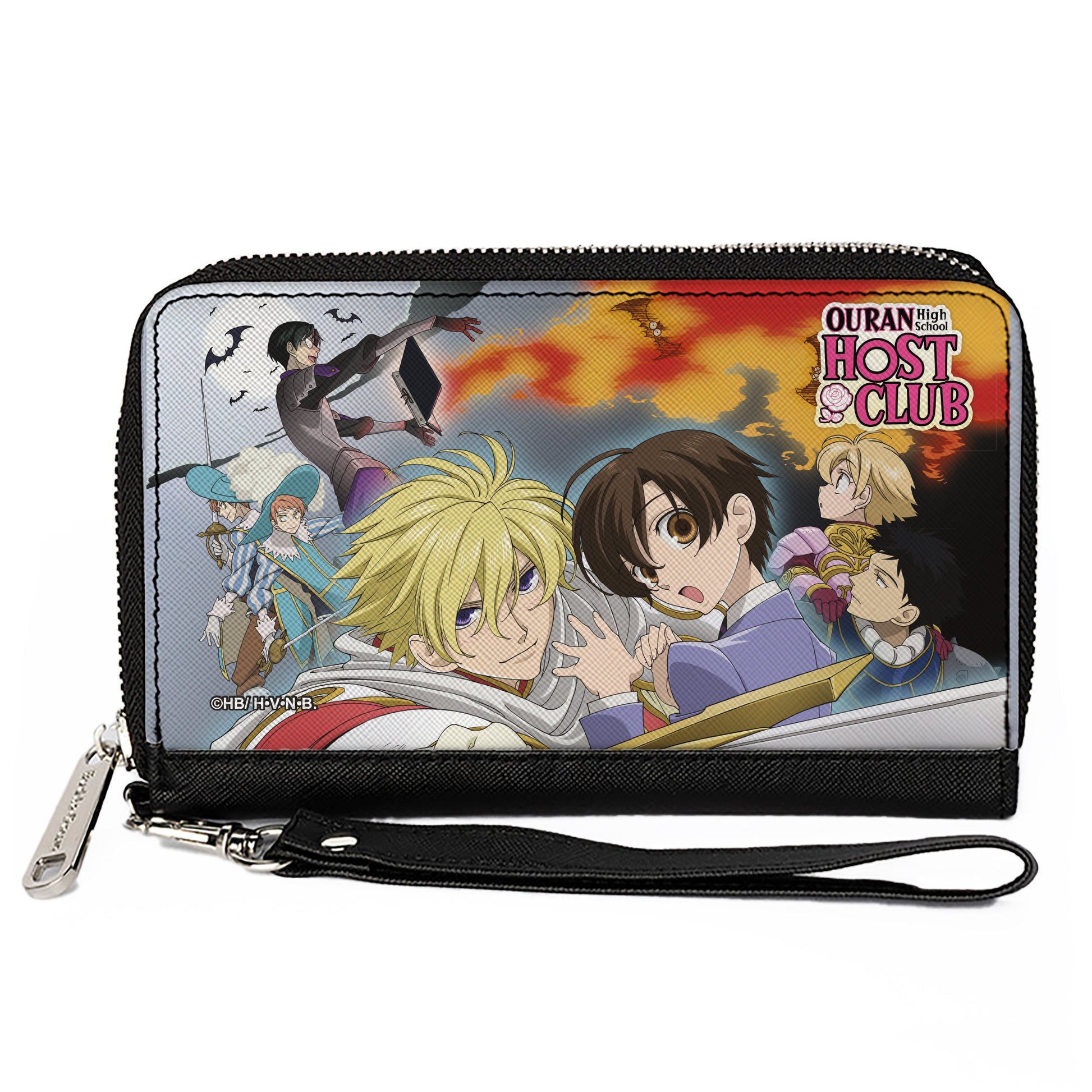 PU Zip Around Wallet Rectangle - OURAN HIGH SCHOOL HOST CLUB Character Scenes Collage and Title Logo Clutch Zip Around Wallets Ouran High School Host Club