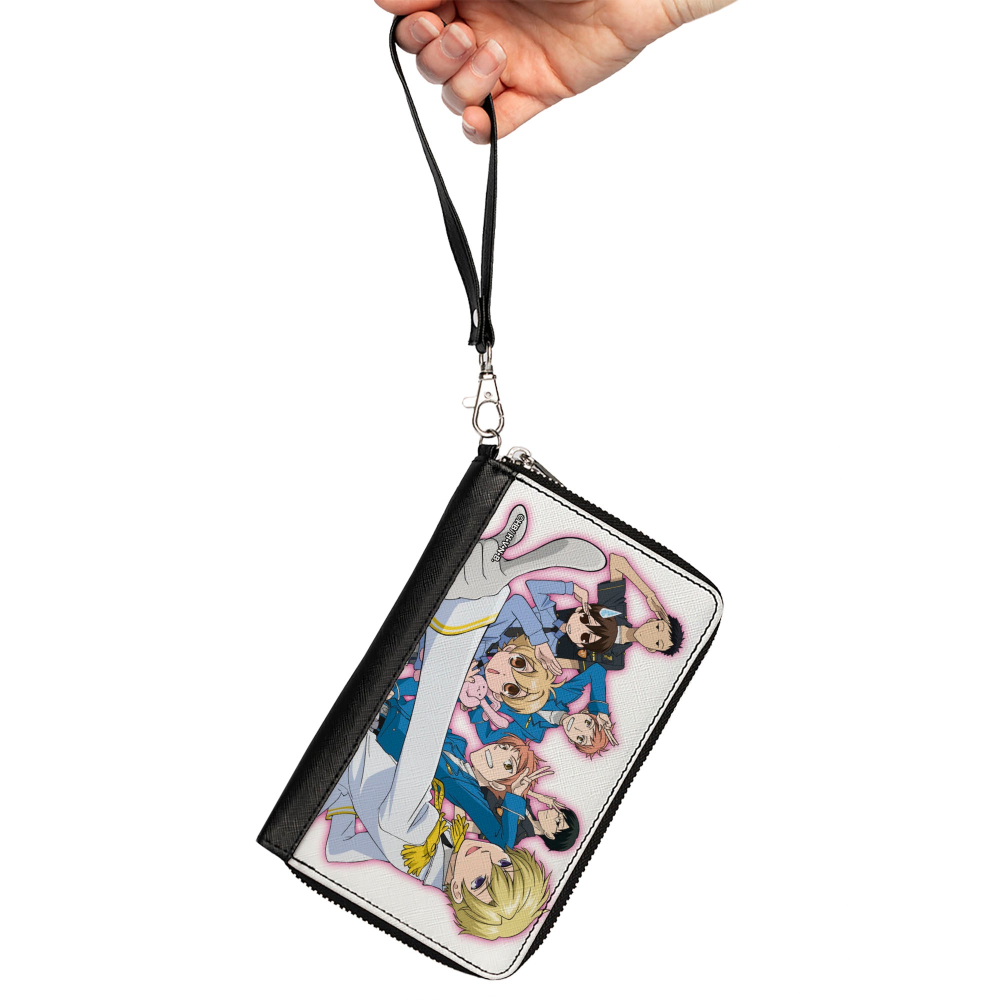 PU Zip Around Wallet Rectangle - Ouran High School Host Club Salute Group Pose White Clutch Zip Around Wallets Ouran High School Host Club