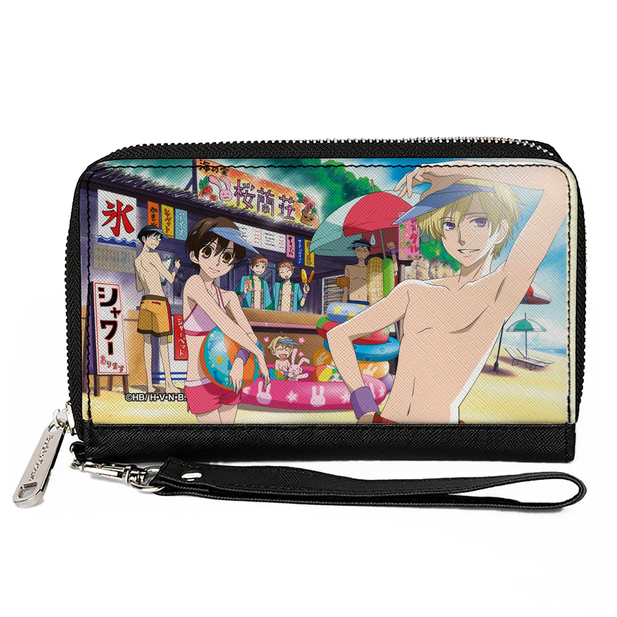 PU Zip Around Wallet Rectangle - Ouran High School Host Club Beach Stand Group Pose Clutch Zip Around Wallets Ouran High School Host Club