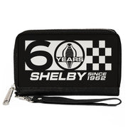 PU Zip Around Wallet Rectangle - Carroll Shelby 60 YEARS-SHELBY SINCE 1962 Checker Logo Black/White Clutch Zip Around Wallets Shelby