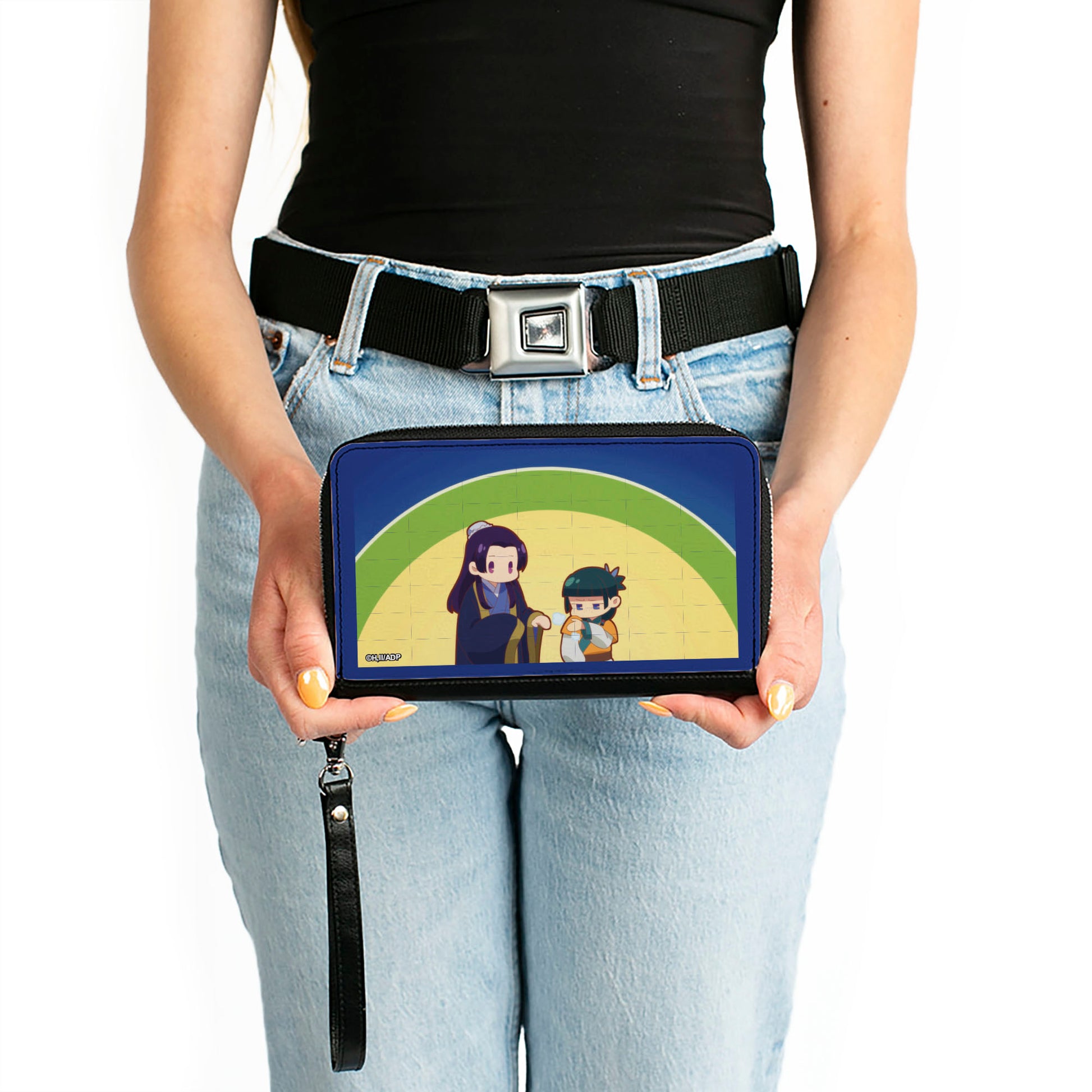 PU Zip Around Wallet Rectangle - The Apothecary Diaries Chibi Jinshi and Maomao Sunset Pose Clutch Zip Around Wallets The Apothecary Diaries