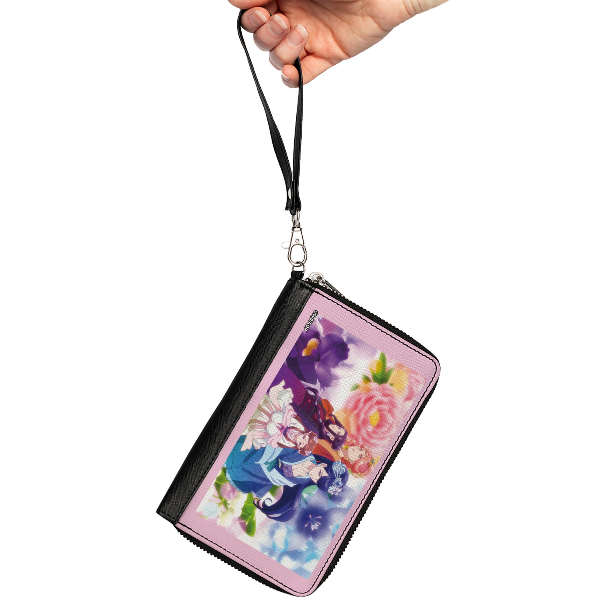 PU Zip Around Wallet Rectangle - The Apothecary Diaries High Consorts Pose and Flowers Multi Color Clutch Zip Around Wallets The Apothecary Diaries