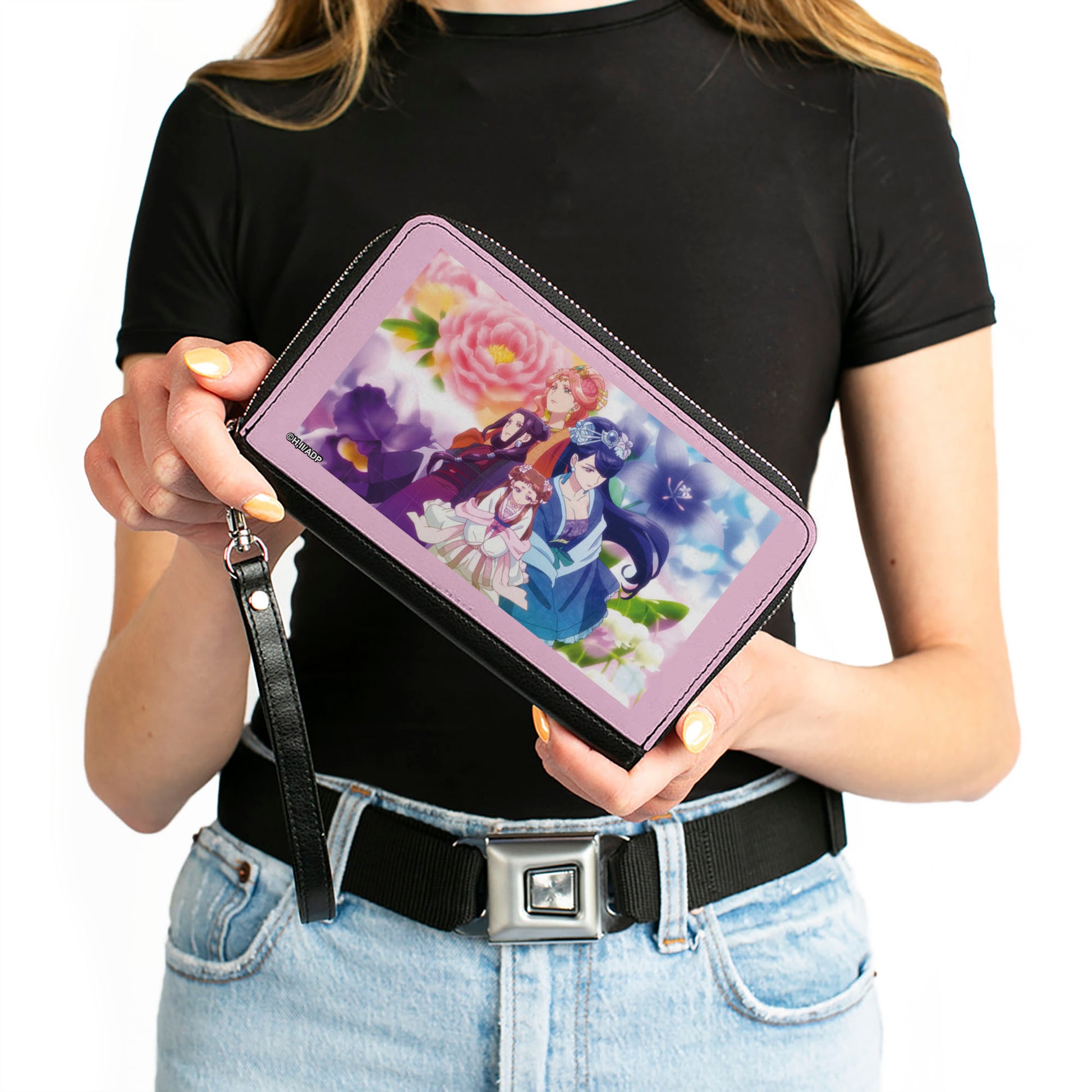 PU Zip Around Wallet Rectangle - The Apothecary Diaries High Consorts Pose and Flowers Multi Color Clutch Zip Around Wallets The Apothecary Diaries