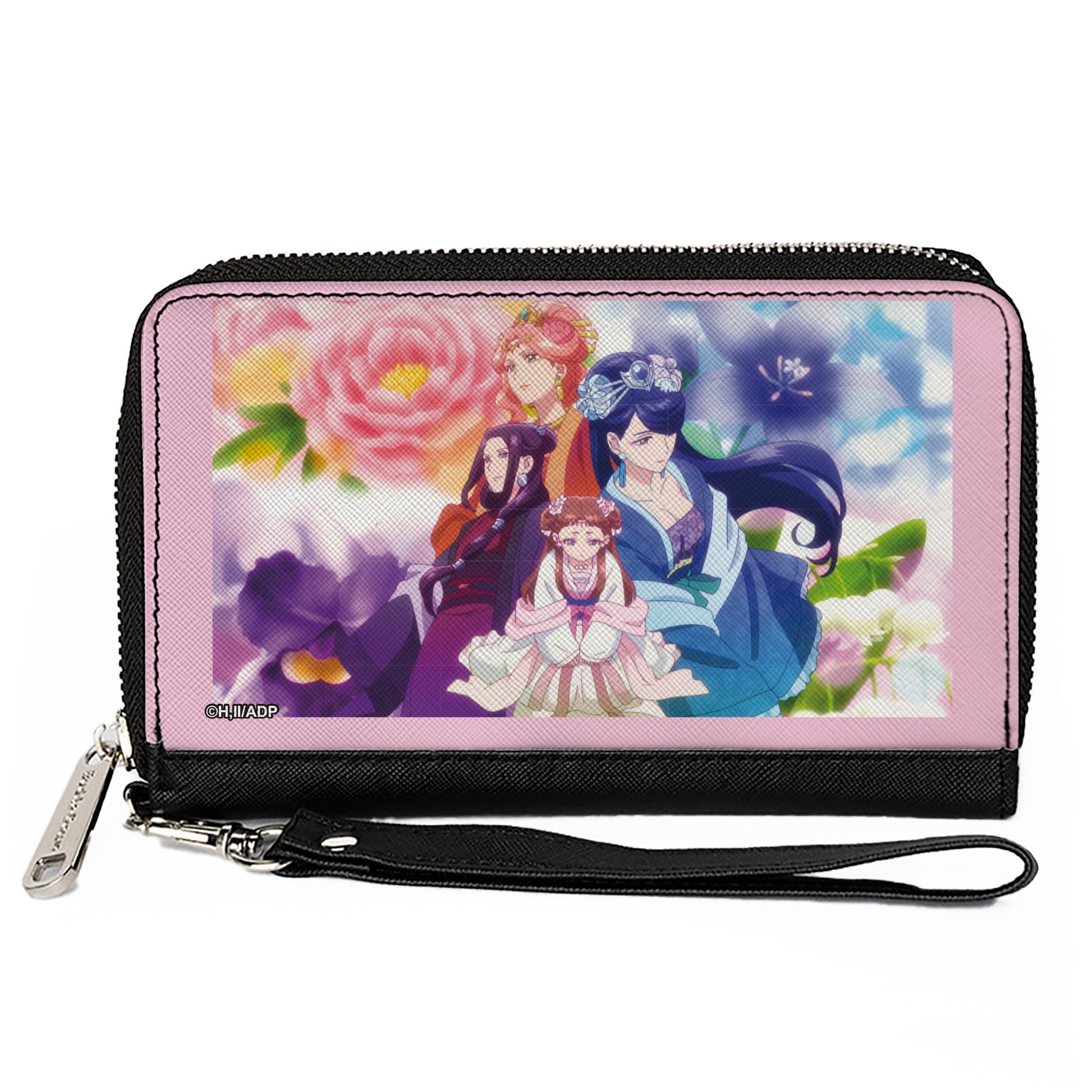 PU Zip Around Wallet Rectangle - The Apothecary Diaries High Consorts Pose and Flowers Multi Color Clutch Zip Around Wallets The Apothecary Diaries