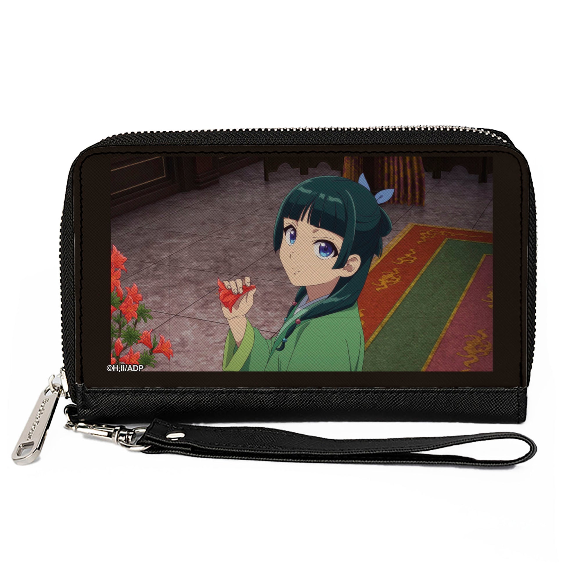 PU Zip Around Wallet Rectangle - The Apothecary Diaries Maomao Holding Flower Scene Clutch Zip Around Wallets The Apothecary Diaries