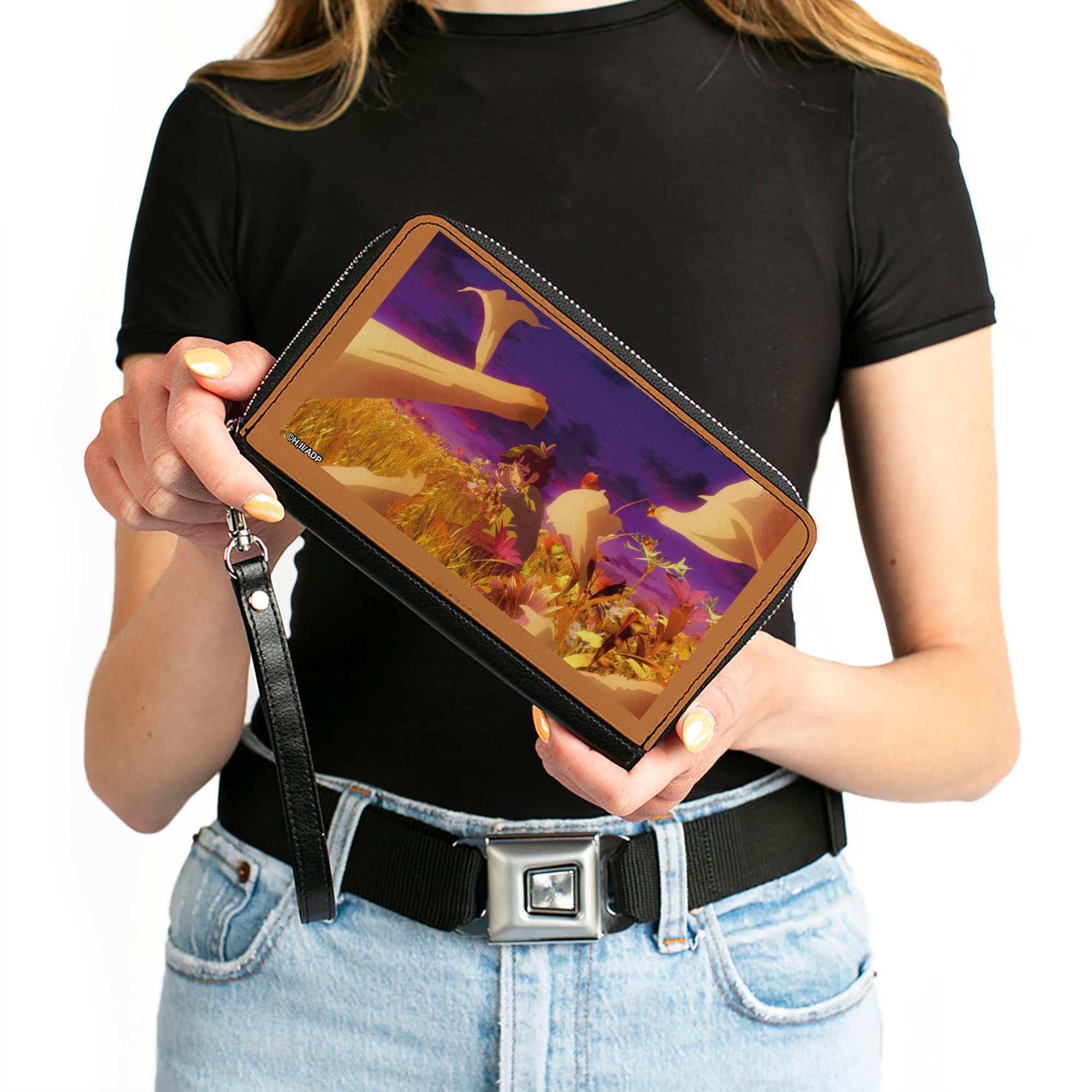 PU Zip Around Wallet Rectangle - The Apothecary Diaries Maomao Flower Field Scene Clutch Zip Around Wallets The Apothecary Diaries