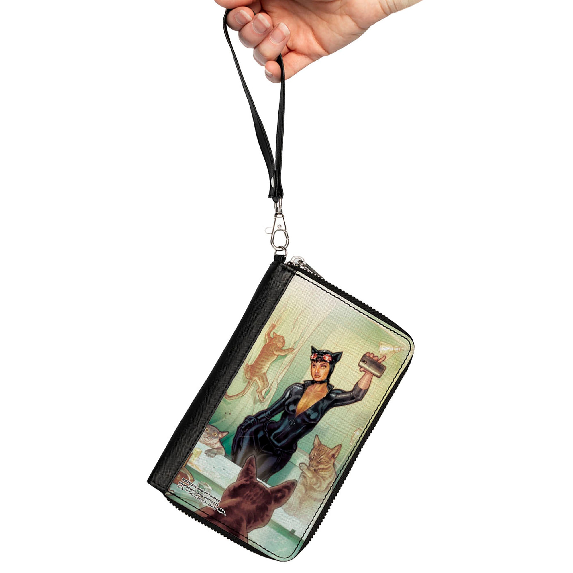 PU Zip Around Wallet Rectangle - DC Comics Catwoman Issue #34 Selfie Variant Comic Book Cover Clutch Zip Around Wallets DC Comics   