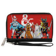 PU Zip Around Wallet Rectangle - Dungeons & Dragons Five Action Figure Group Pose Red Clutch Zip Around Wallets Dungeons & Dragons