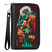 PU Zip Around Wallet Rectangle - Dungeons and Dragons Character Collage Brown/Multi Color Clutch Zip Around Wallets Dungeons & Dragons