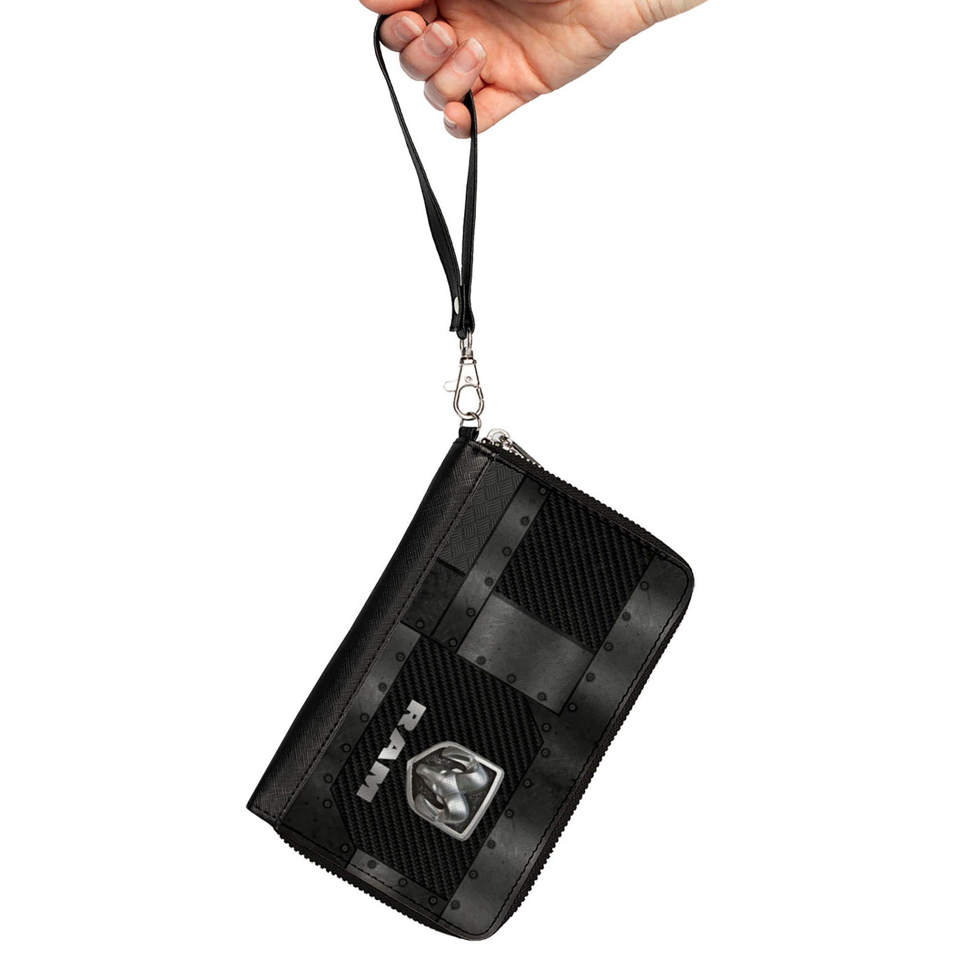 PU Zip Around Wallet Rectangle - RAM Logo Armor Black/Grays Clutch Zip Around Wallets Ram   