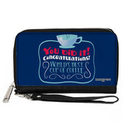 Women's PU Zip Around Wallet Rectangle - Elf Quote YOU DID IT! Coffee Quote Blue Red White Clutch Zip Around Wallets Elf