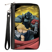 PU Zip Around Wallet Rectangle - Fullmetal Alchemist Brotherhood Elric Brothers Yellow Sky Pose Clutch Zip Around Wallets Fullmetal Alchemist