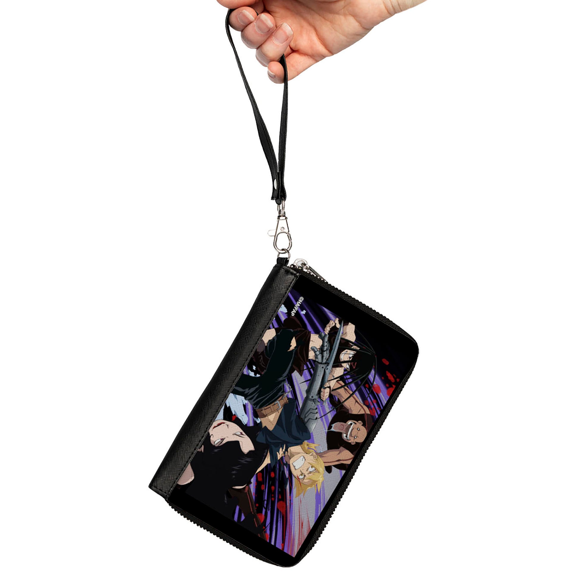 PU Zip Around Wallet Rectangle - Fullmetal Alchemist Brotherhood Edward and Three Homunculi Group Scene Clutch Zip Around Wallets Fullmetal Alchemist