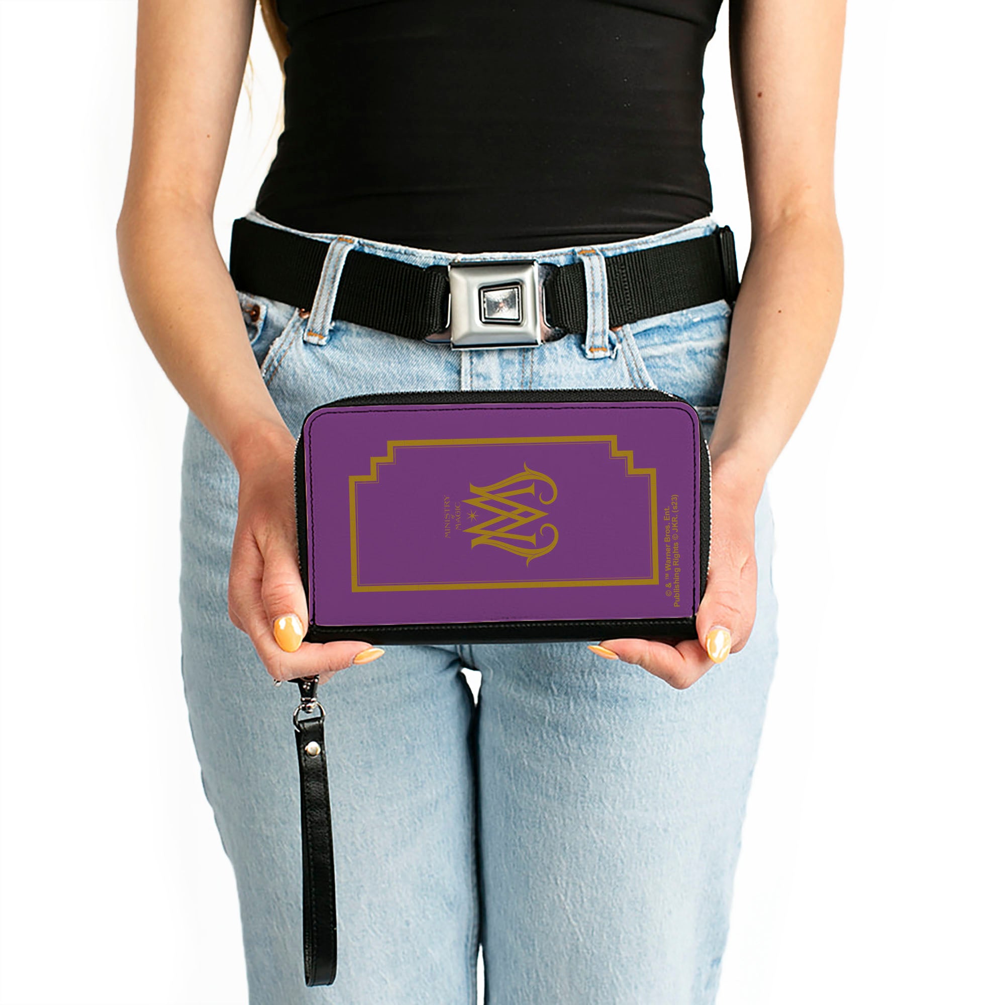 PU Zip Around Wallet Rectangle - Fantastic Beasts The Crimes of Grindelwald MINISTRY OF MAGIC Icon Purple/Gold Clutch Zip Around Wallets Fantastic Beasts and Where to Find Them