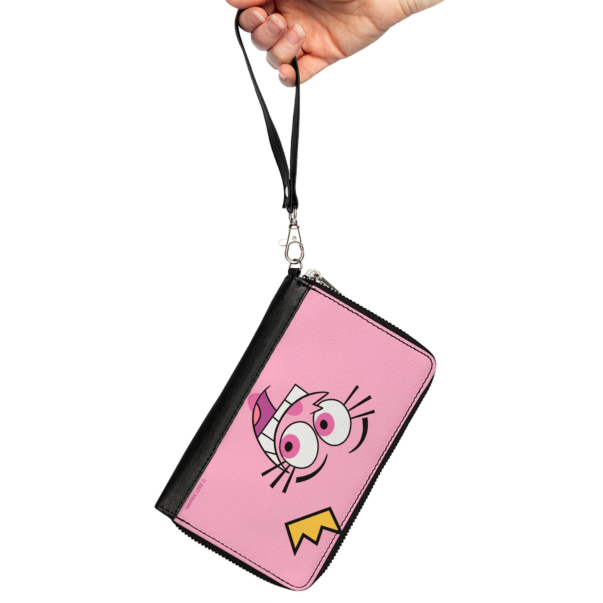 PU Zip Around Wallet Rectangle - The Fairly OddParents Wanda Face Expression CLOSE-UP Pink Clutch Zip Around Wallets The Fairly OddParents