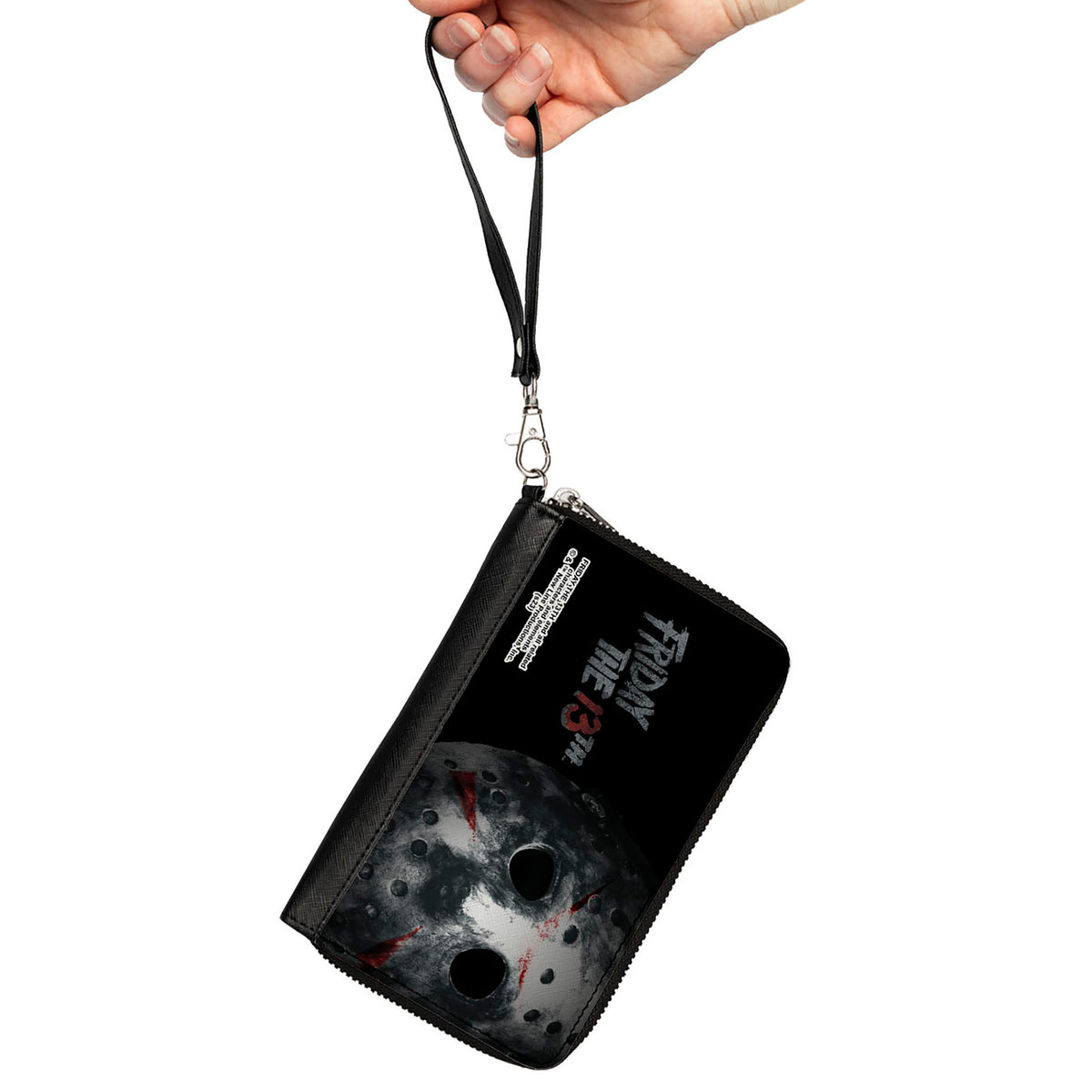 PU Zip Around Wallet Rectangle - FRIDAY THE 13th Jason Mask3 CLOSE-UP Grays