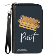 PU Zip Around Wallet Rectangle - Friends Couch PIVOT Gray/White Clutch Zip Around Wallets Friends   