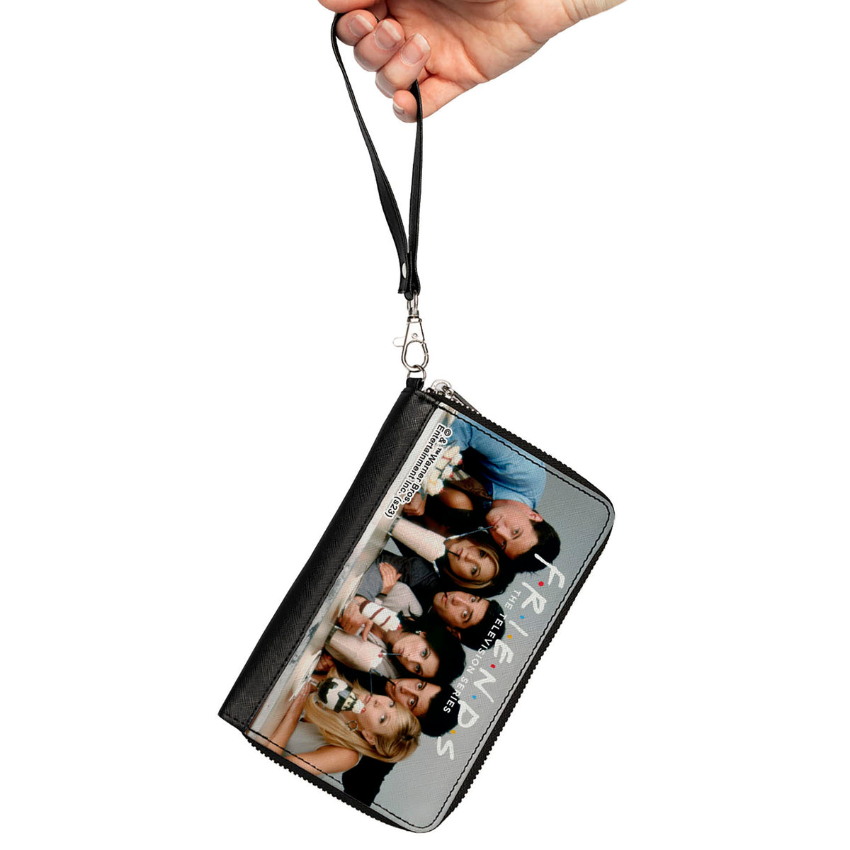 PU Zip Around Wallet Rectangle - FRIENDS 6-Character Milk Shake Pose and Title Logo Vivid/White Clutch Zip Around Wallets Friends