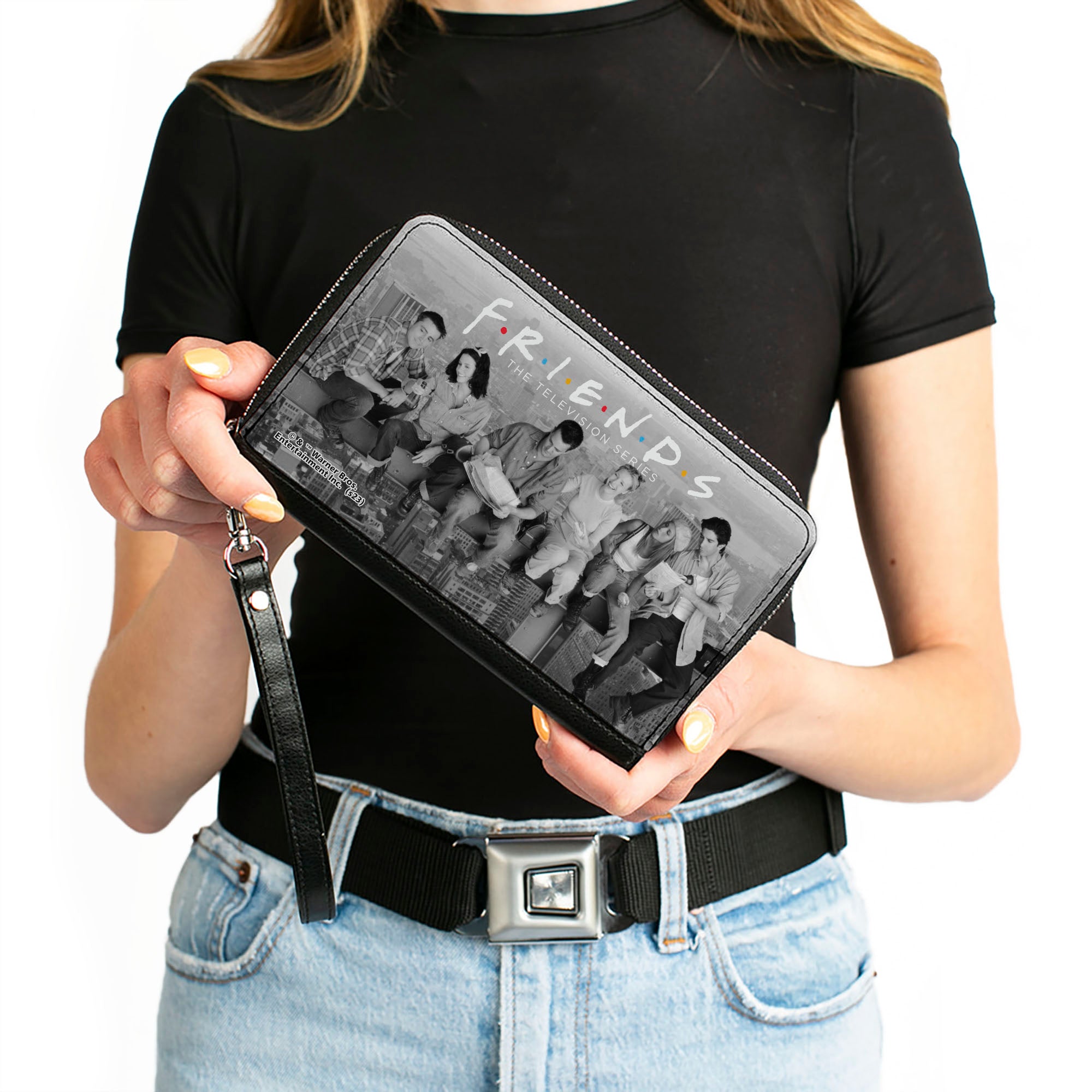 PU Zip Around Wallet Rectangle - FRIENDS 6-Character Lunch on a Skyscraper Vivid Grays Clutch Zip Around Wallets Friends   