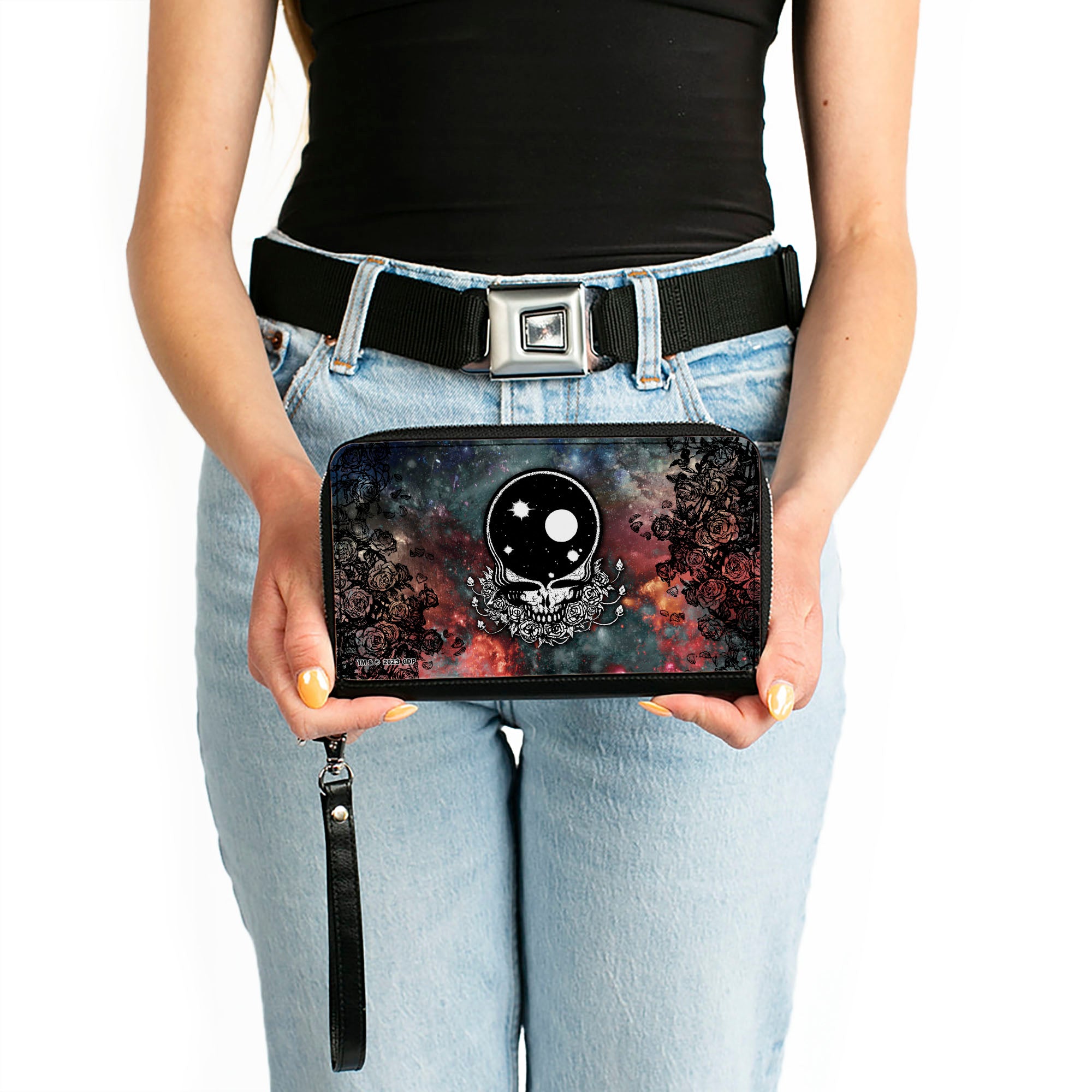 PU Zip Around Wallet Rectangle - Grateful Dead Space Your Face/Galaxy Clutch Zip Around Wallets Grateful Dead   