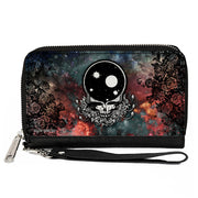 PU Zip Around Wallet Rectangle - Grateful Dead Space Your Face/Galaxy Clutch Zip Around Wallets Grateful Dead   