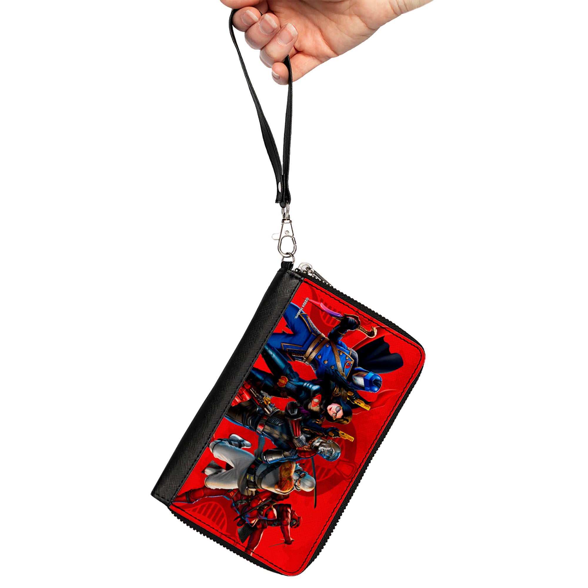 PU Zip Around Wallet Rectangle - GI Joe COBRA Agents Group Pose and Logo Reds Clutch Zip Around Wallets GI Joe