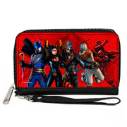 PU Zip Around Wallet Rectangle - GI Joe COBRA Agents Group Pose and Logo Reds Clutch Zip Around Wallets GI Joe