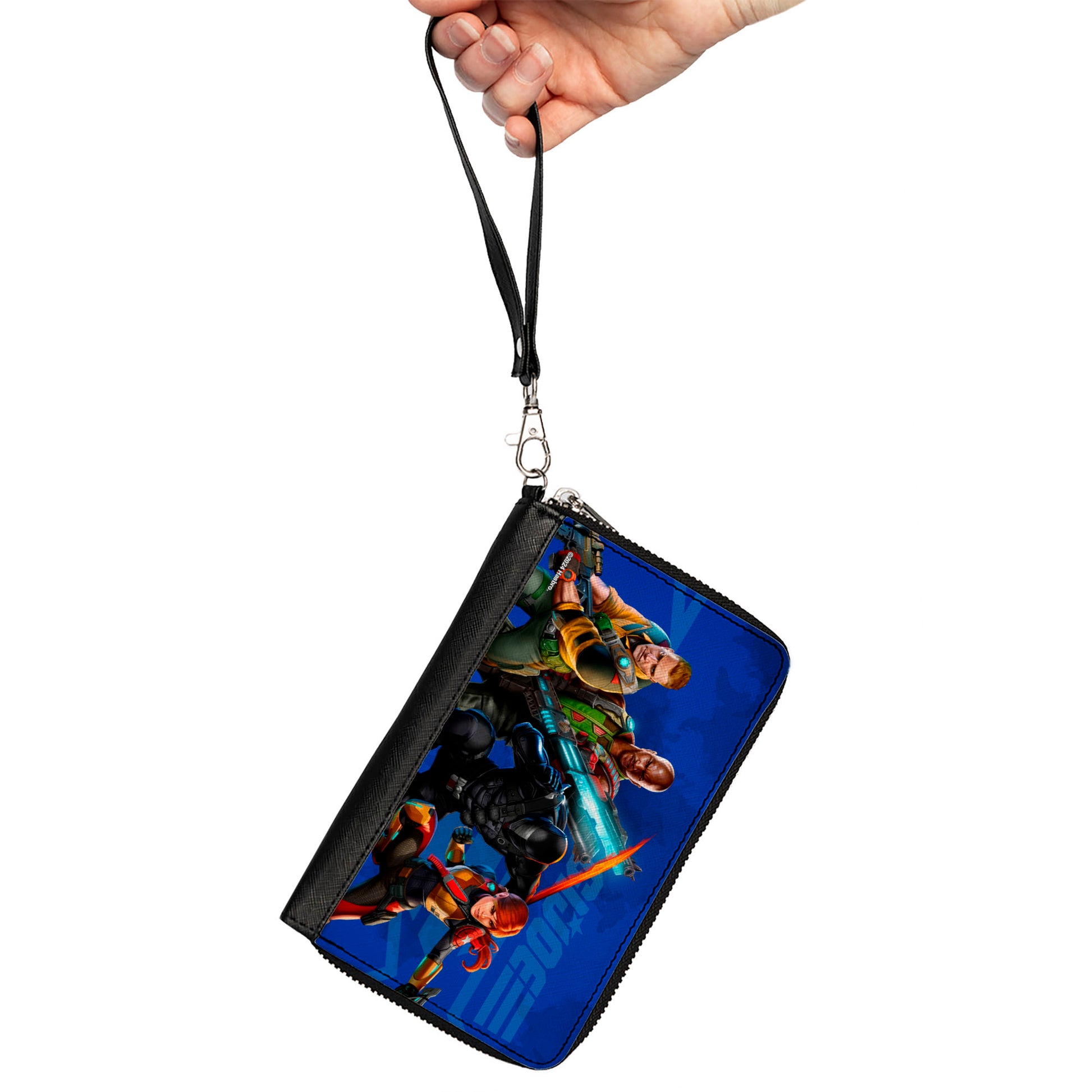 PU Zip Around Wallet Rectangle - GI Joe Unit Agents Group Pose and Logo Blues Clutch Zip Around Wallets GI Joe