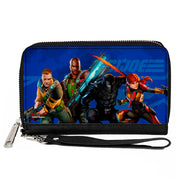 PU Zip Around Wallet Rectangle - GI Joe Unit Agents Group Pose and Logo Blues Clutch Zip Around Wallets GI Joe