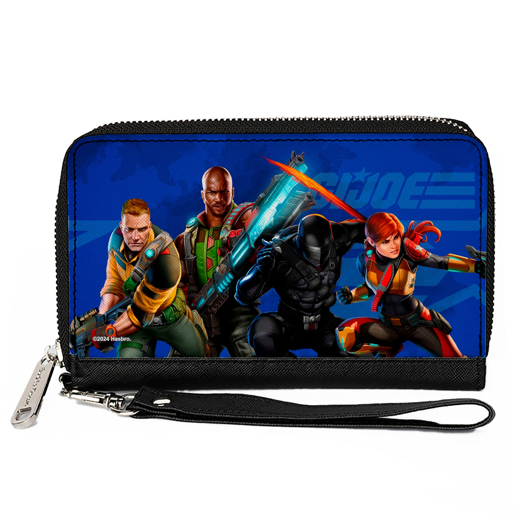 PU Zip Around Wallet Rectangle - GI Joe Unit Agents Group Pose and Logo Blues Clutch Zip Around Wallets GI Joe