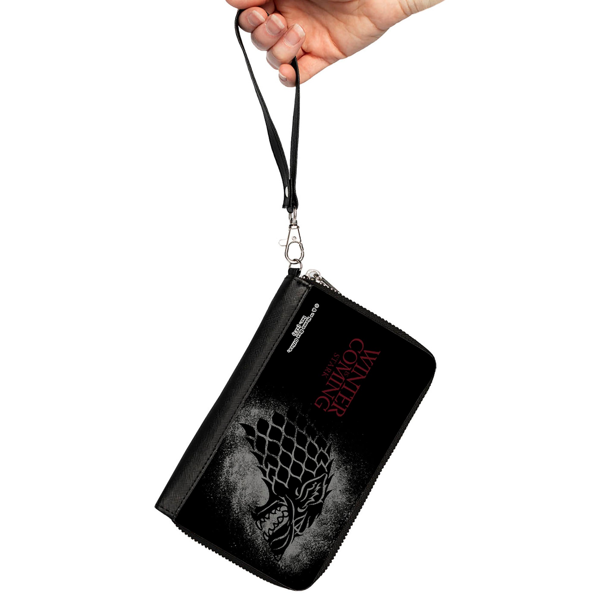 PU Zip Around Wallet Rectangle - Game of Thrones House Stark Sigil WINTER IS COMING STARK Black/Gray/Red Clutch Zip Around Wallets Game of Thrones   