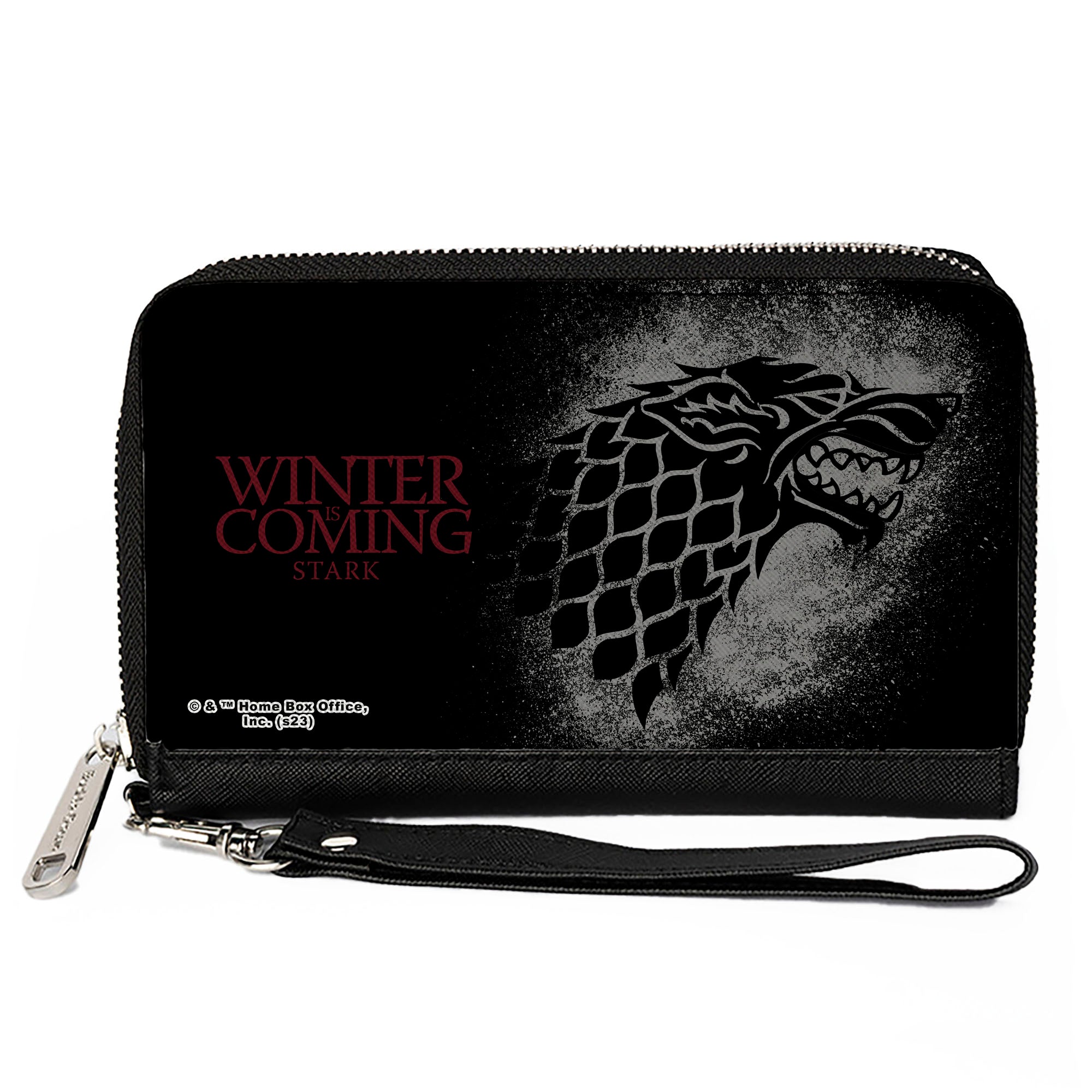 PU Zip Around Wallet Rectangle - Game of Thrones House Stark Sigil WINTER IS COMING STARK Black/Gray/Red Clutch Zip Around Wallets Game of Thrones   