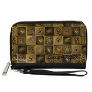 PU Zip Around Wallet Rectangle - Game of Thrones House Sigil Blocks Gold Clutch Zip Around Wallets Game of Thrones   