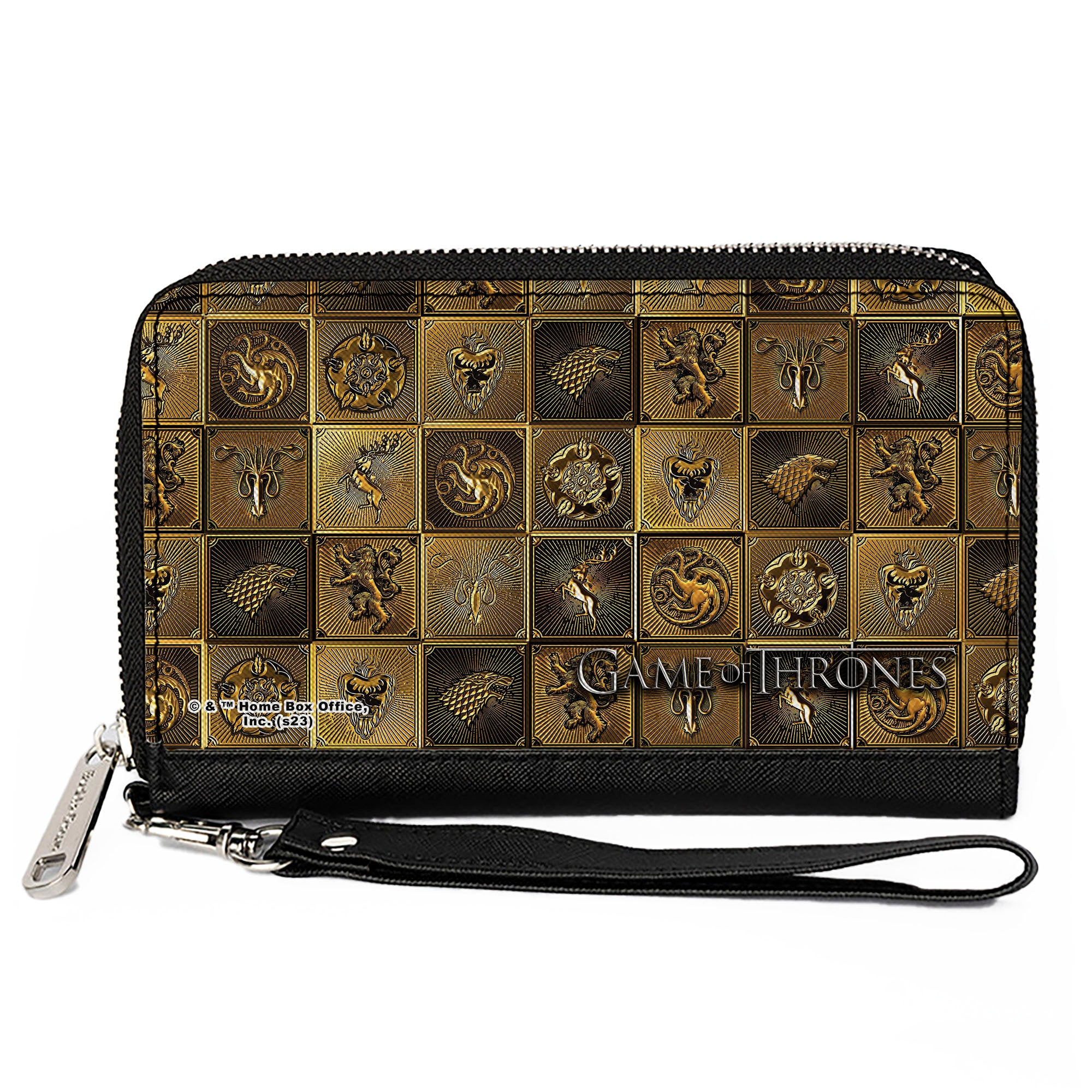 PU Zip Around Wallet Rectangle - Game of Thrones House Sigil Blocks Gold Clutch Zip Around Wallets Game of Thrones   