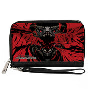 PU Zip Around Wallet Rectangle - Game of Thrones DRACARYS Dragon Fire Black/Reds Clutch Zip Around Wallets Game of Thrones   