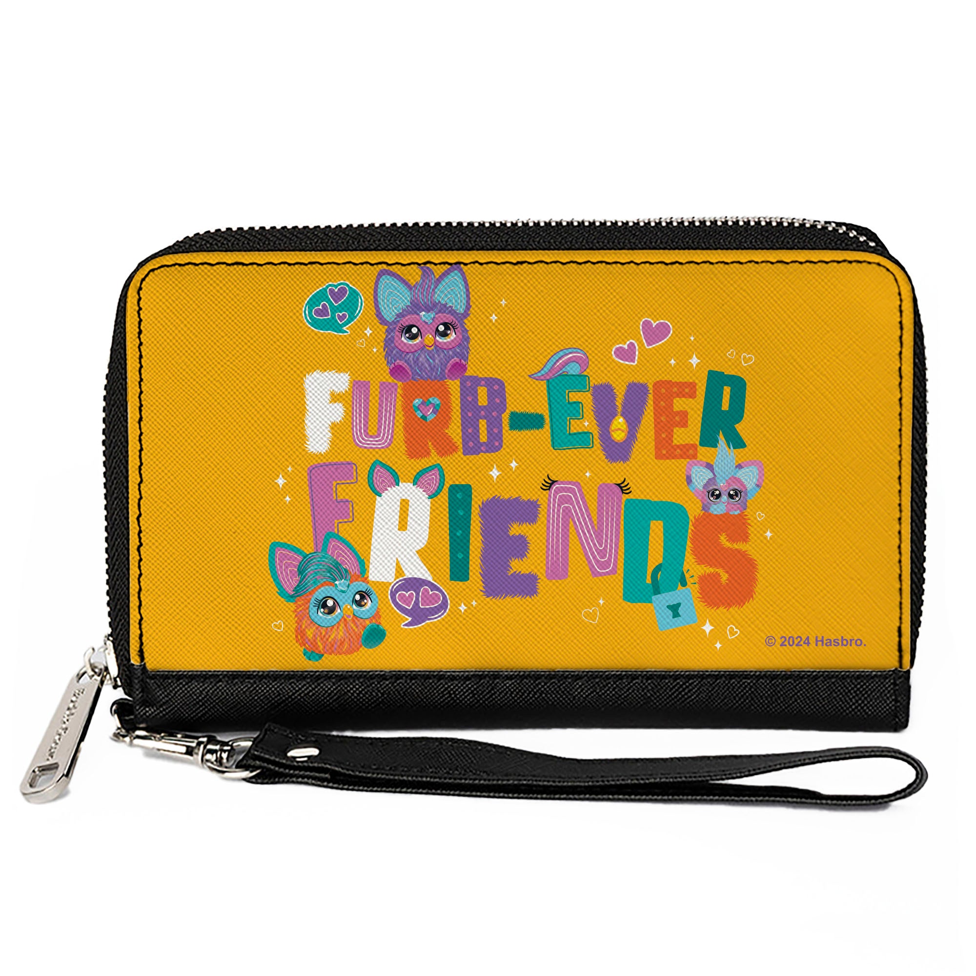 PU Zip Around Wallet Rectangle - Furby FURB-EVER FRIENDS Group Pose Orange/Multi Color Clutch Zip Around Wallets Furby
