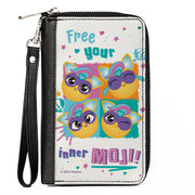 PU Zip Around Wallet Rectangle - Furby Furbmoji FREE YOUR INNER MOJI Expressions White/Multi Color Clutch Zip Around Wallets Furby