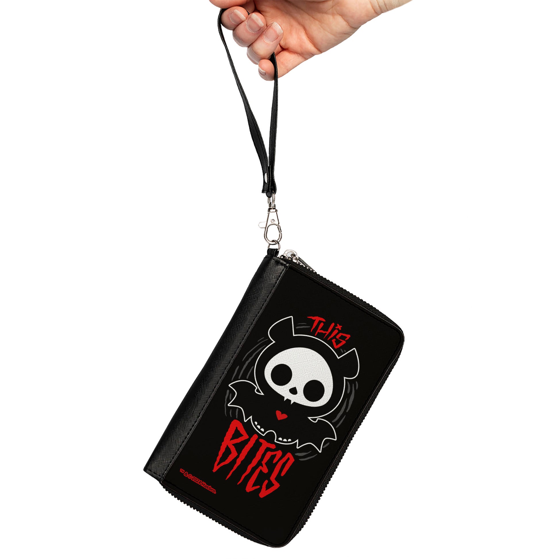 PU Zip Around Wallet Rectangle - SKELANIMALS Diego the Bat Fog Pose This Bites Clutch Zip Around Wallets Skelanimals
