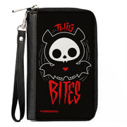 PU Zip Around Wallet Rectangle - SKELANIMALS Diego the Bat Fog Pose This Bites Clutch Zip Around Wallets Skelanimals