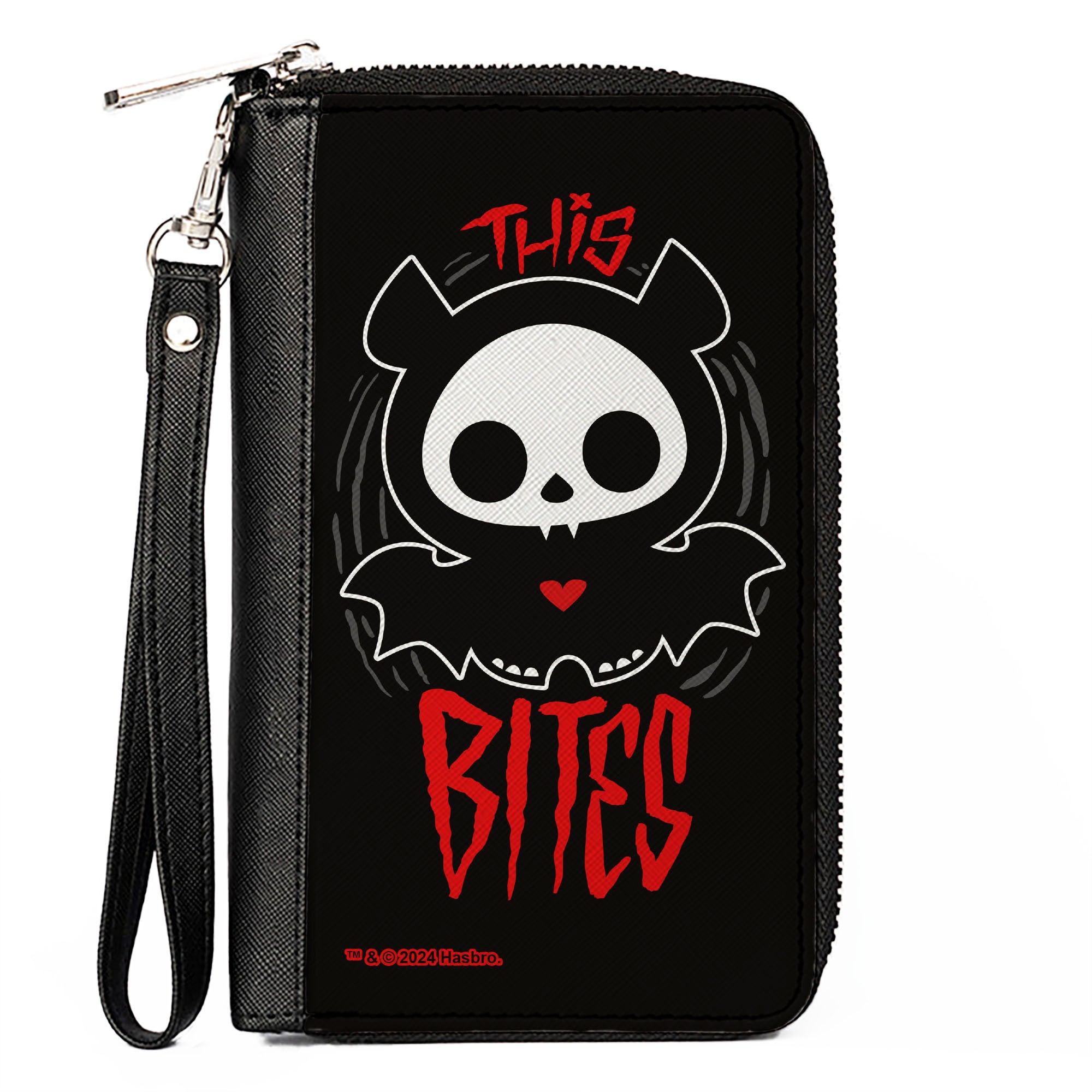 PU Zip Around Wallet Rectangle - SKELANIMALS Diego the Bat Fog Pose This Bites Clutch Zip Around Wallets Skelanimals