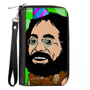 PU Zip Around Wallet Rectangle - Homies in Dreamland Chong Party Hat Pose Green Clutch Zip Around Wallets Homies in Dreamland by Cheech & Chong   