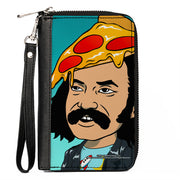 PU Zip Around Wallet Rectangle - Homies in Dreamland Cheech Pizza Head Pose Blue Clutch Zip Around Wallets Homies in Dreamland by Cheech & Chong   