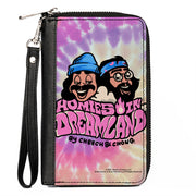 PU Zip Around Wallet Rectangle - Cheech and Chong HOMIES IN DREAMLAND Title Logo Tie Dye Pinks Clutch Zip Around Wallets Homies in Dreamland by Cheech & Chong   
