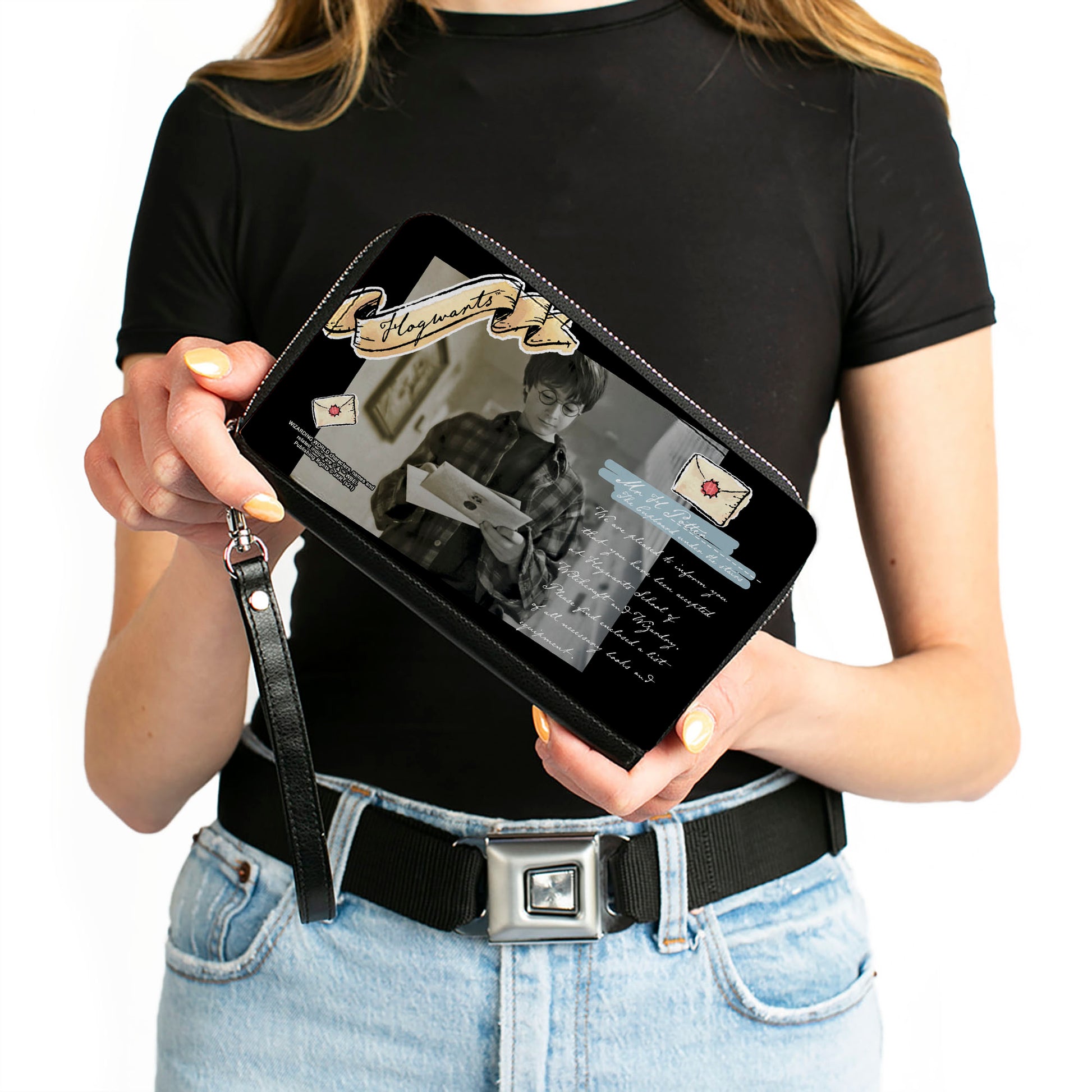 Women's PU Zip Around Wallet Rectangle - Harry Potter Hogwarts Acceptance Letter Pose Collage Clutch Zip Around Wallets Harry Potter