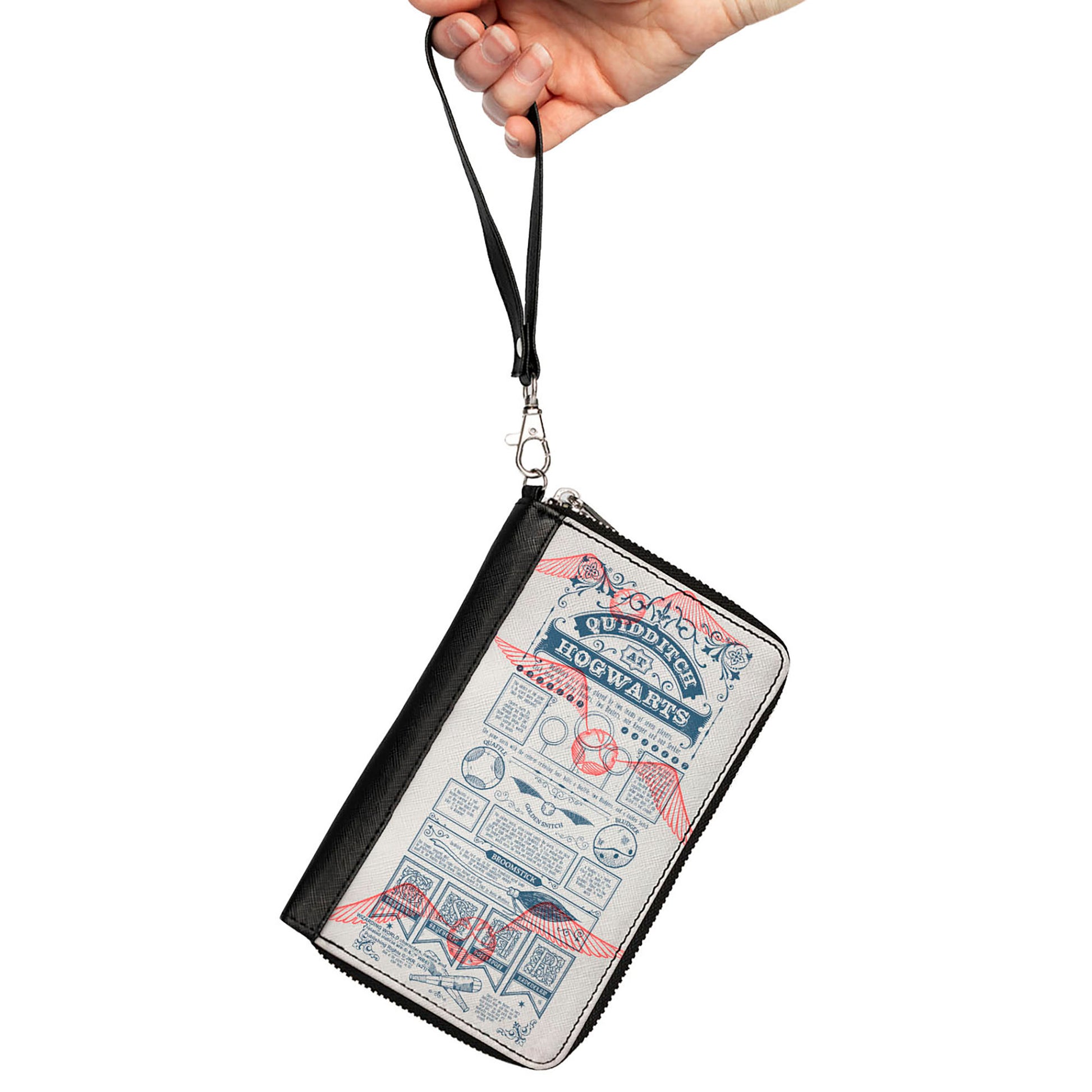 Women's PU Zip Around Wallet Rectangle - Harry Potter QUIDDITCH AT HOGWARTS Rules Collage White Blue Red Clutch Zip Around Wallets Harry Potter
