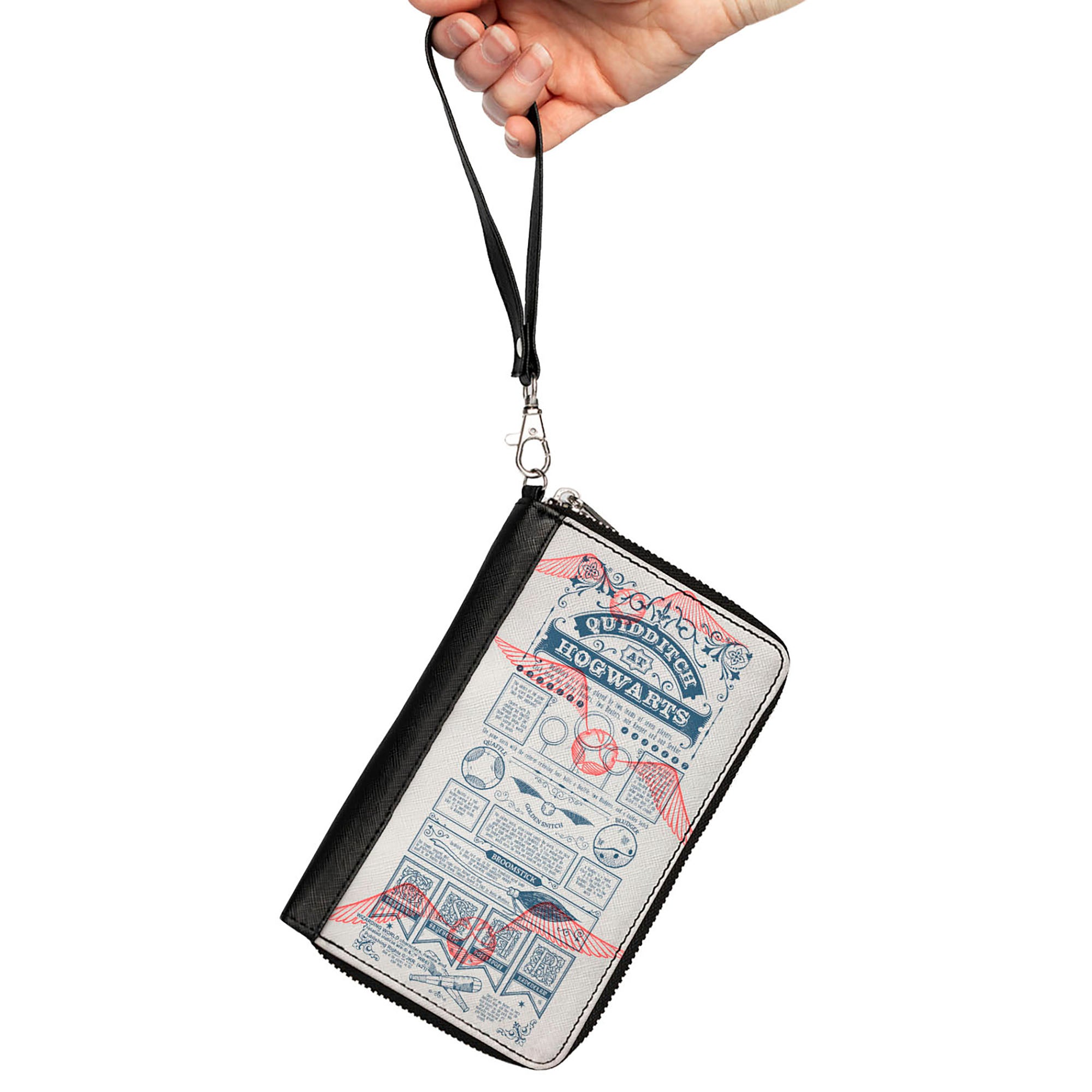Women's PU Zip Around Wallet Rectangle - Harry Potter QUIDDITCH AT HOGWARTS Rules Collage White Blue Red Clutch Zip Around Wallets Harry Potter